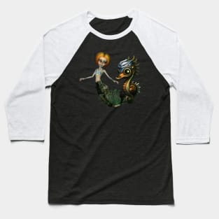 The friendship of the steampunk  mermaid and the seahorse. Baseball T-Shirt